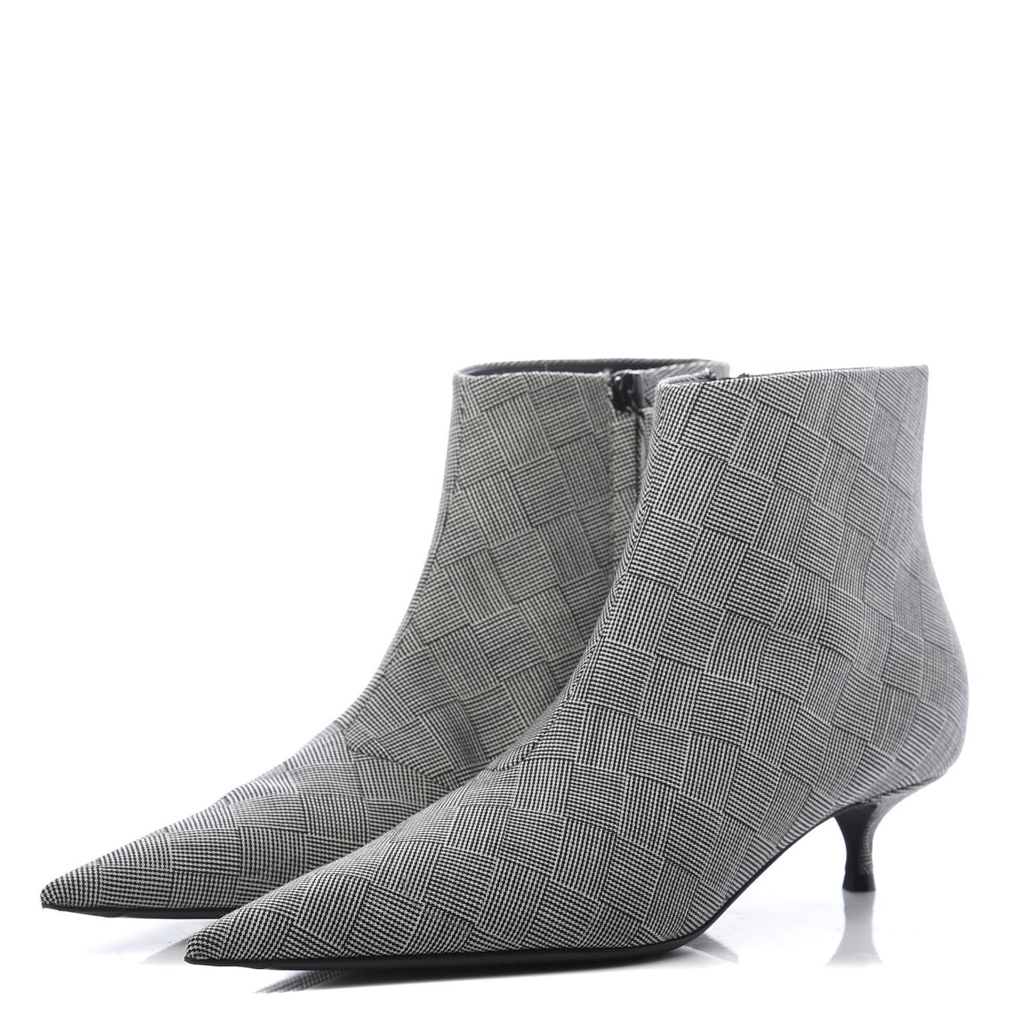 Wool Checked Knife Pointy Toe Boots 37