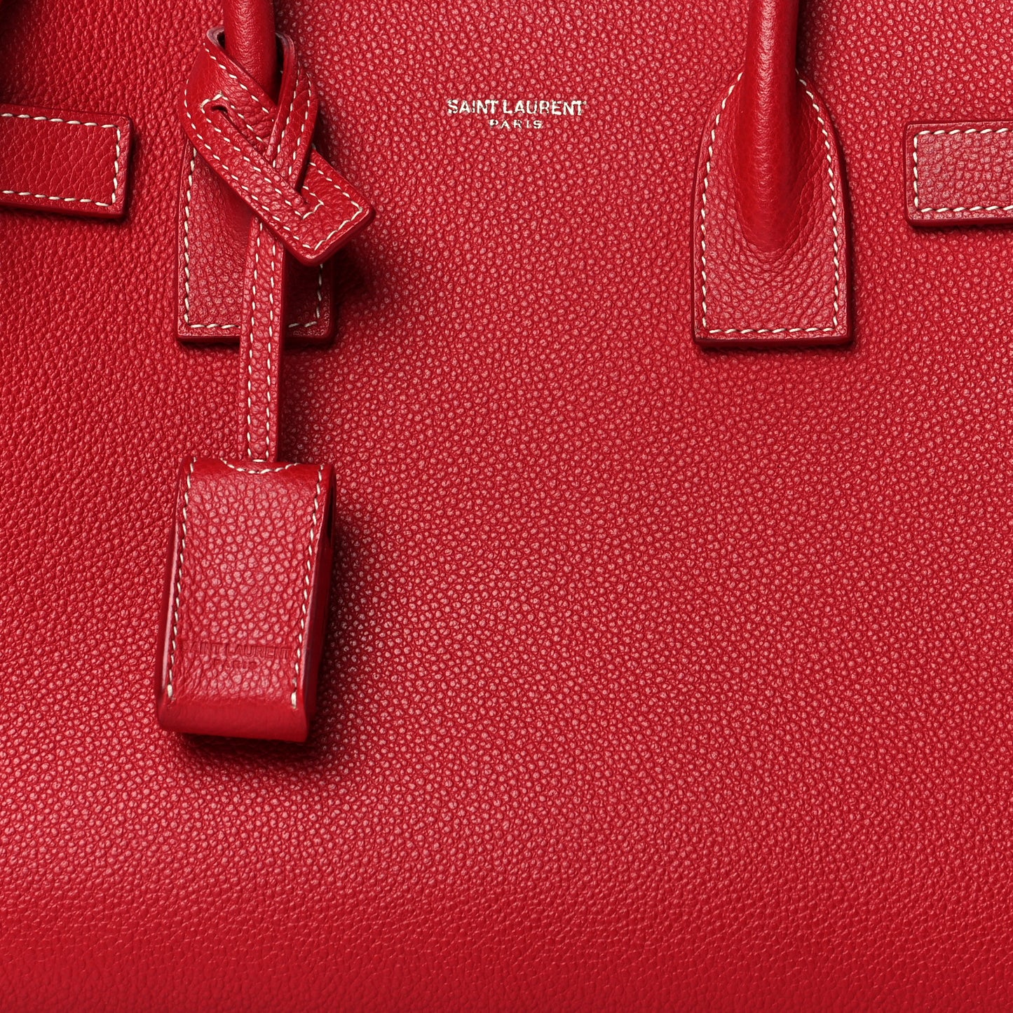 Grained Calfskin Topstich Baby Sac De Jour Red