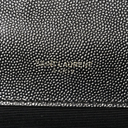 Saint Laurent Grain De Poudre Textured Mixed Matelasse Triquilt Medium Monogram Satchel Black 6 of 12