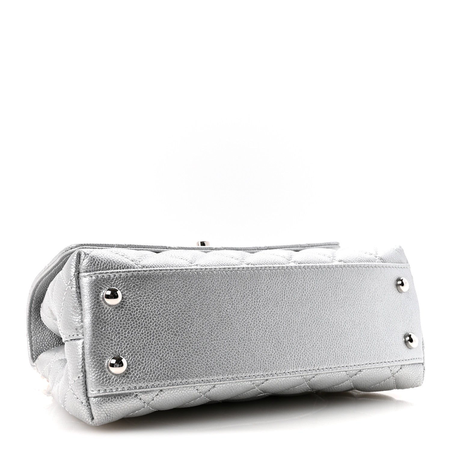 Chanel Metallic Caviar Quilted Mini Coco Handle Flap Silvery 4 of 12