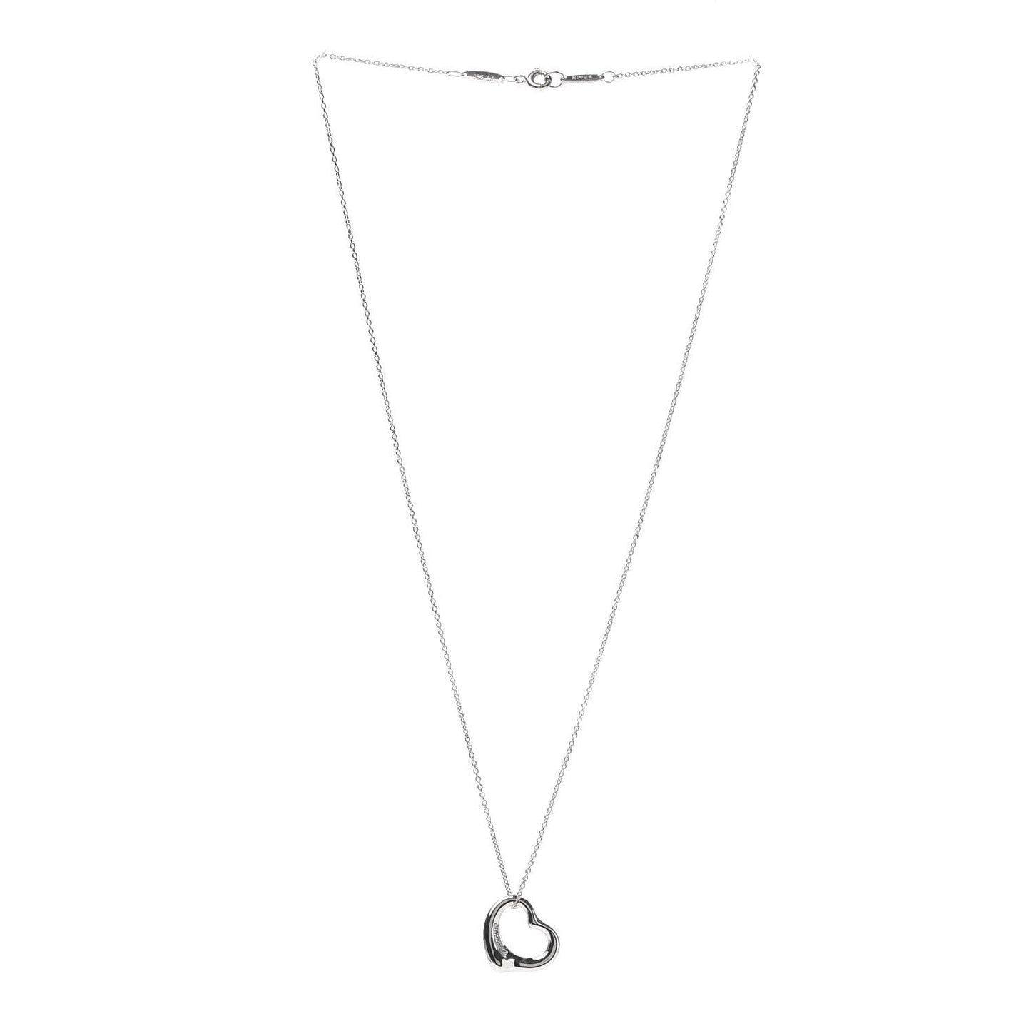 Platinum Diamond 16mm Elsa Peretti Open Heart Pendant Necklace