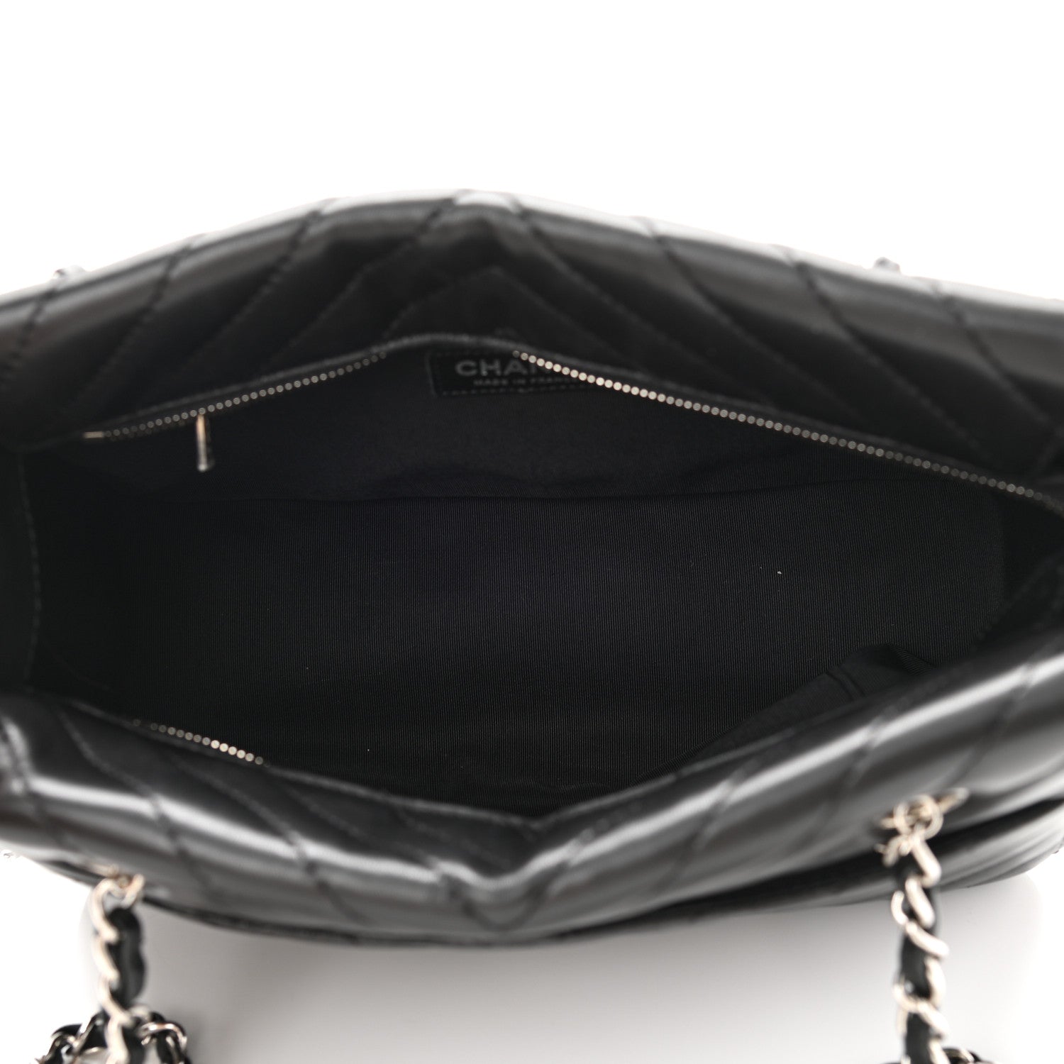 Chanel Lambskin Surpique Chevron Small Tote Black 5 of 10