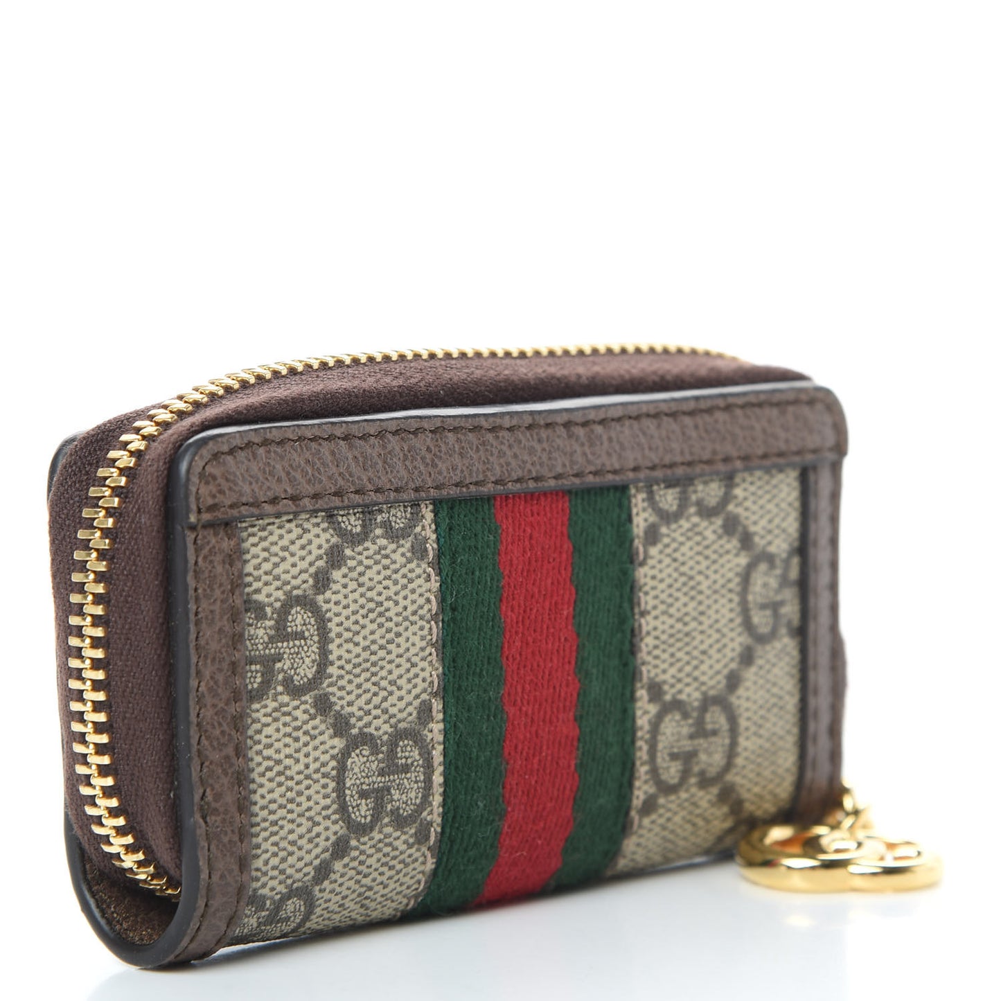 GG Supreme Monogram Web Ophidia Zip Around Key Case Beige New Acero