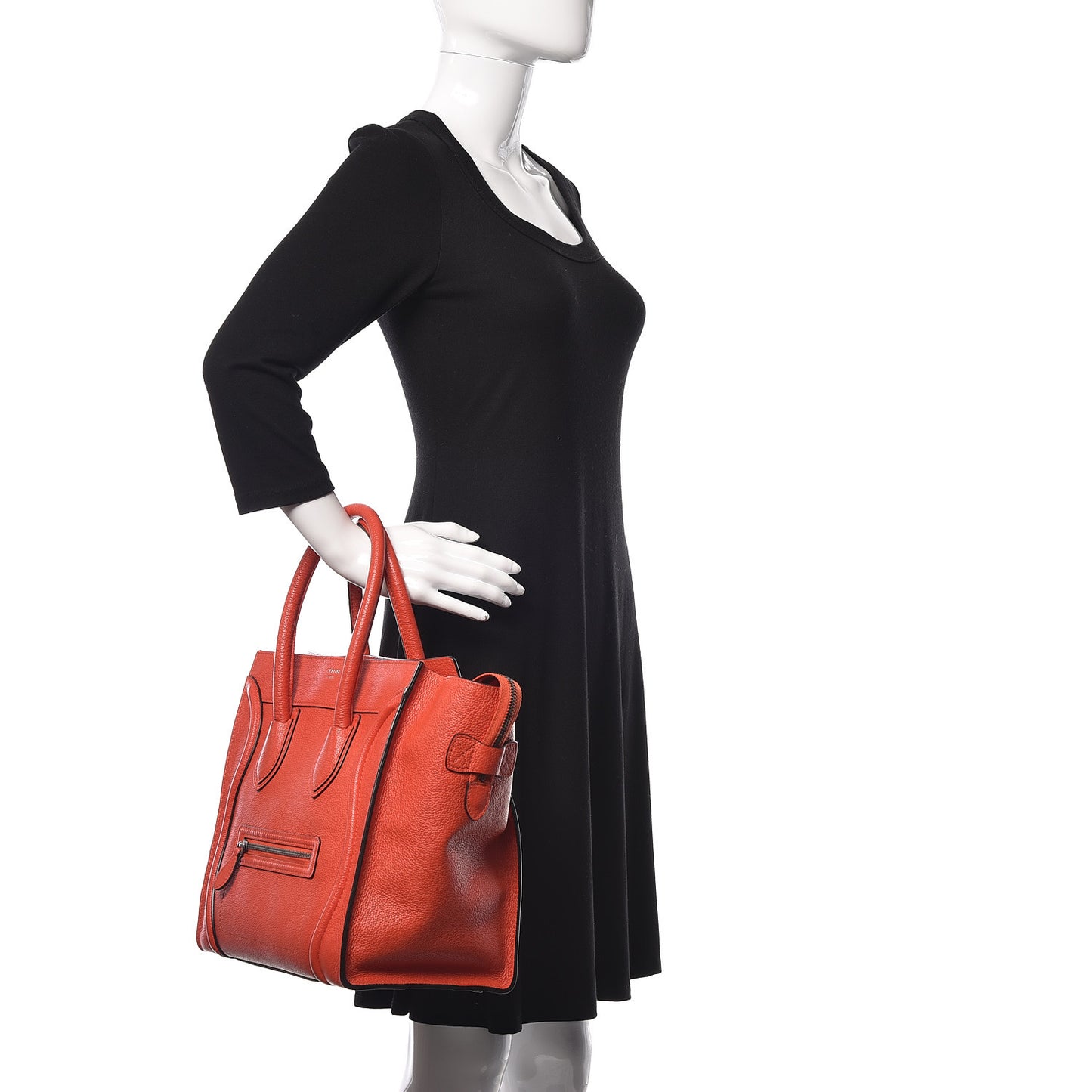 Drummed Calfskin Mini Luggage Coquelicot