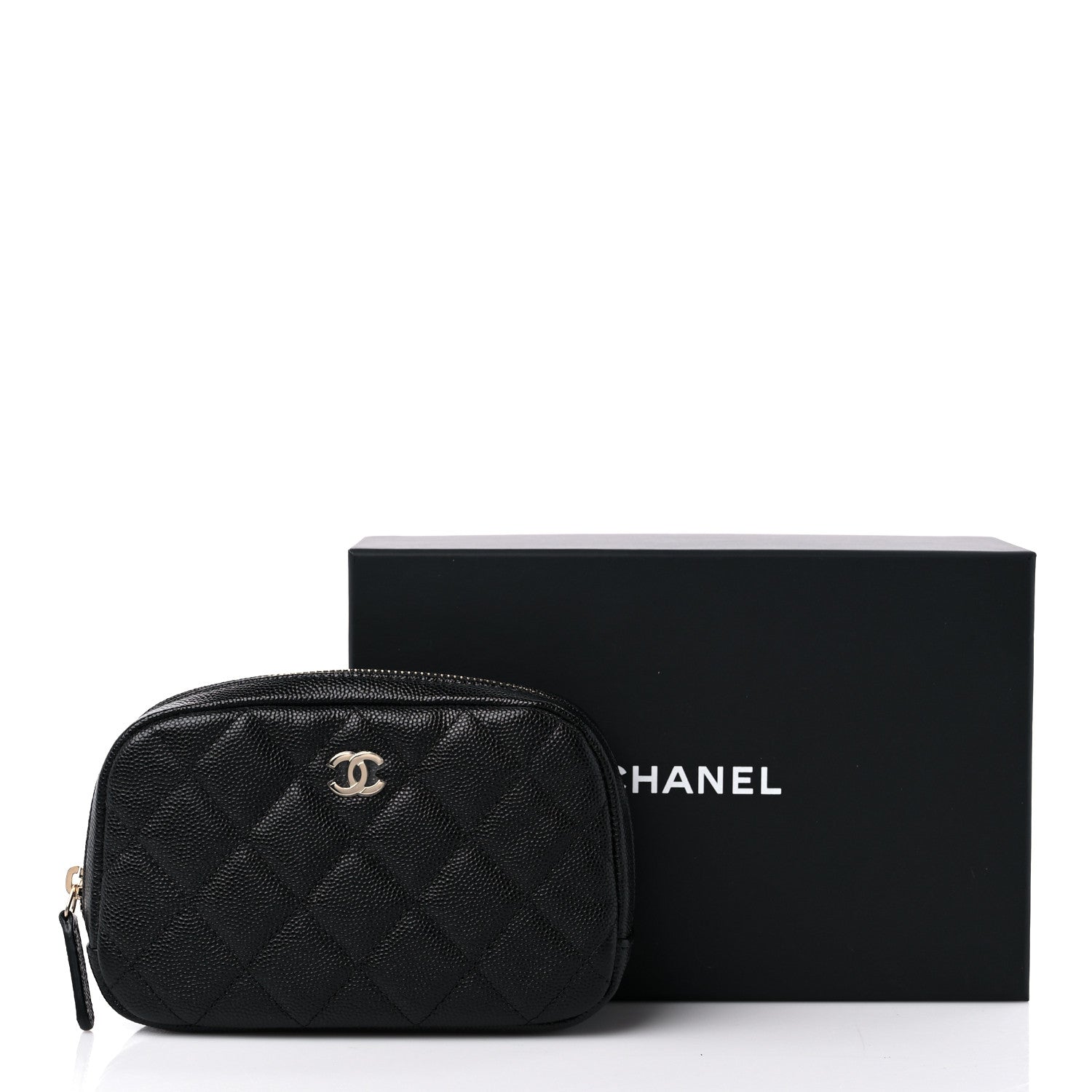 Chanel Caviar Quilted Curvy Pouch Cosmetic Case Black 10 of 10