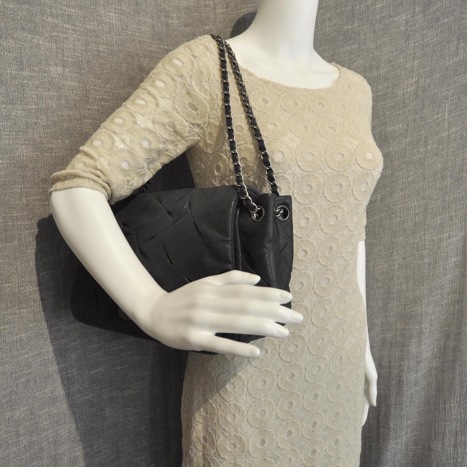 Chanel Iridescent Calfskin Glint Accordion Flap Black 2 of 9