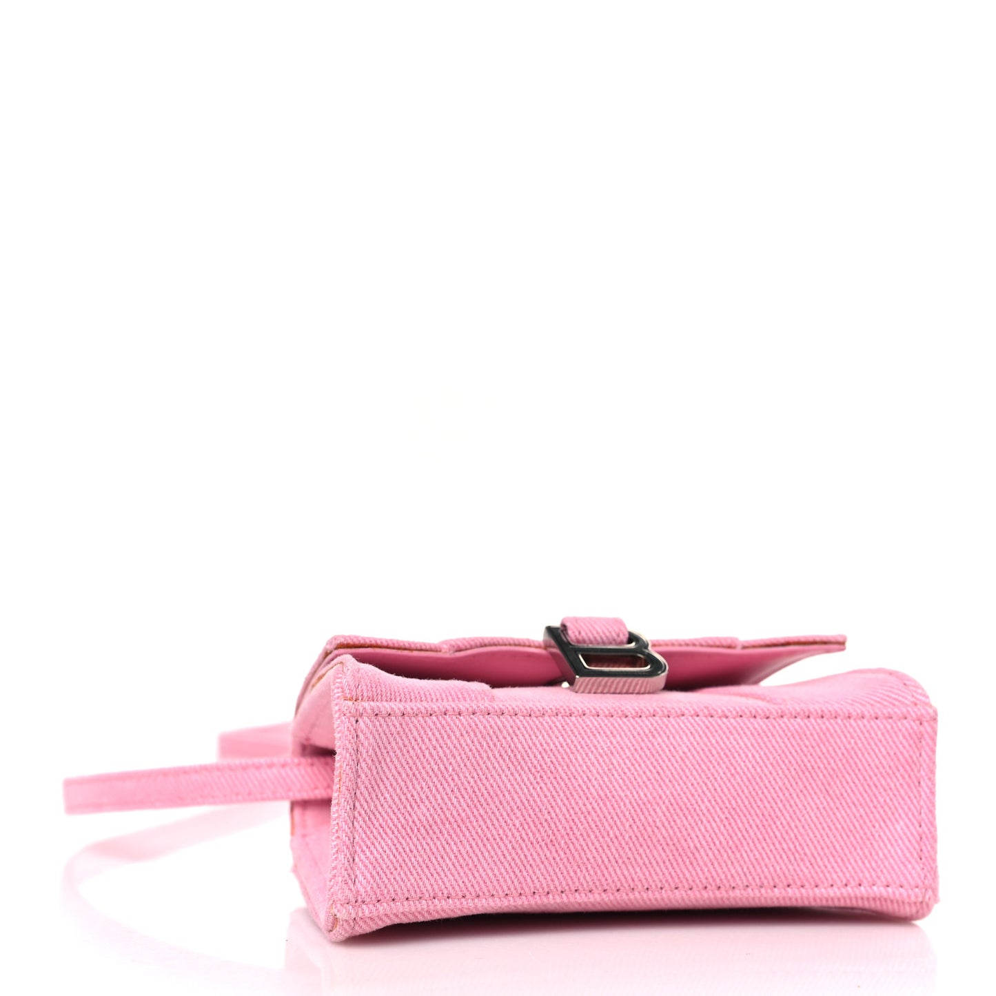 Washed Denim Hourglass Top Handle Bag Mini Denim Pink