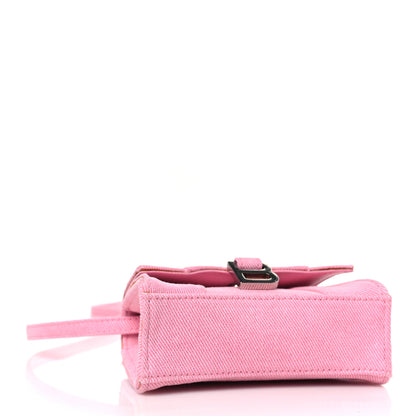 Balenciaga Washed Denim Hourglass Top Handle Bag Mini Denim Pink 4 of 10