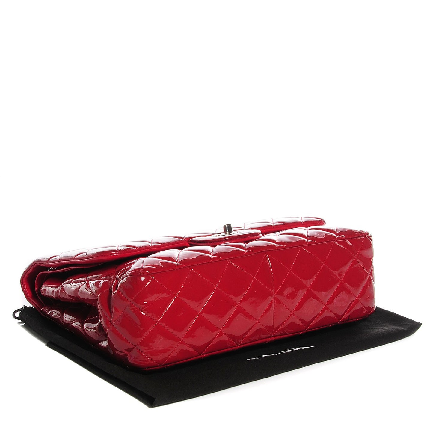 Patent Quilted Jumbo Double Flap Dark Red