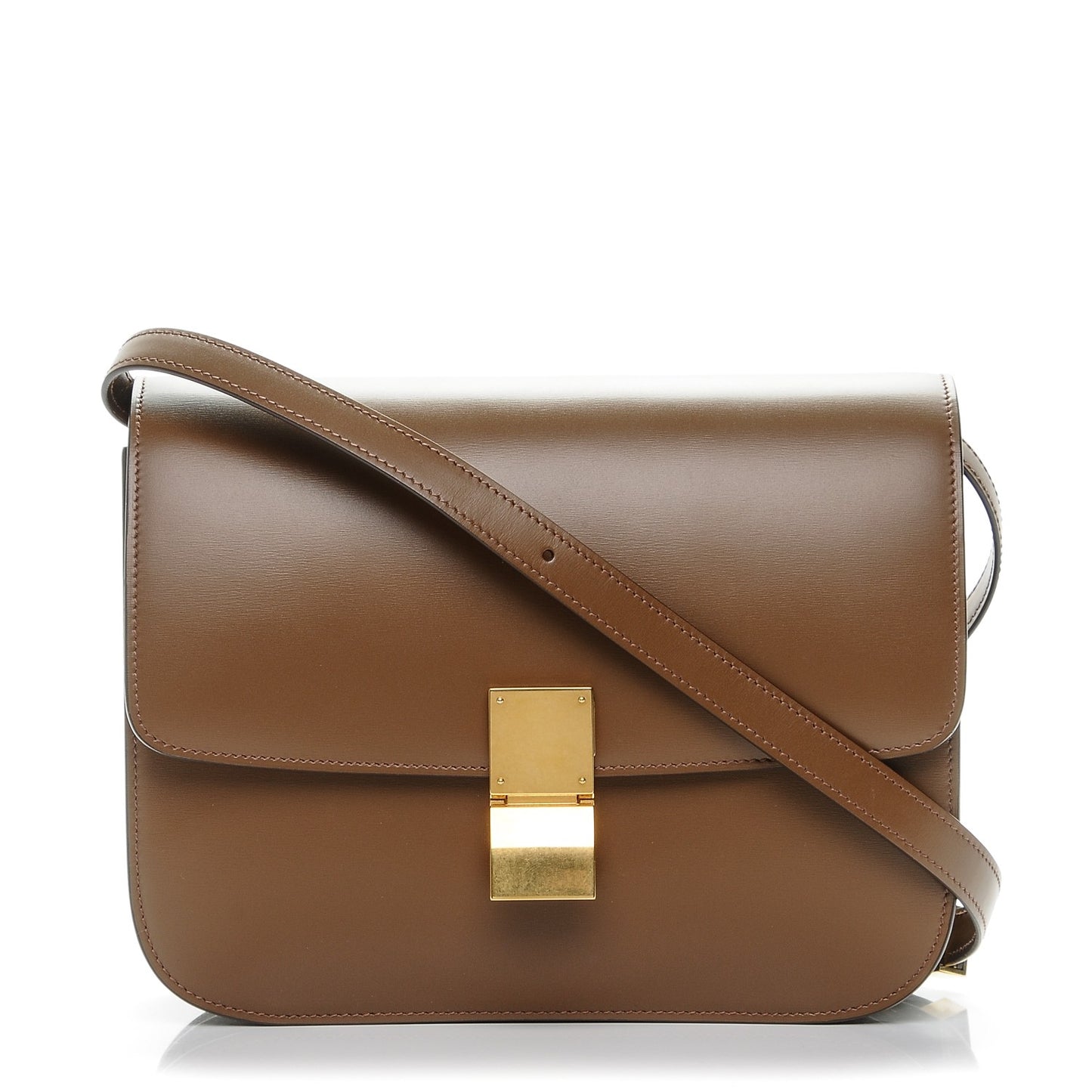Box Calfskin Medium Classic Box Flap Bag Camel