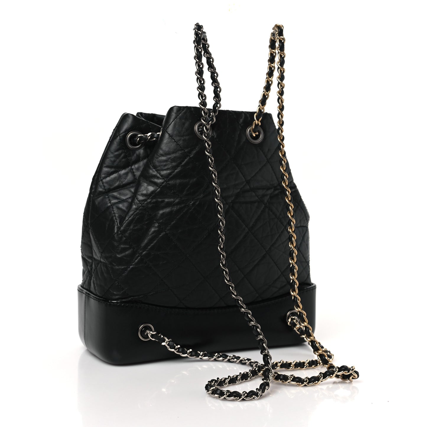 Aged Calfskin Quilted Small Gabrielle Backpack Black