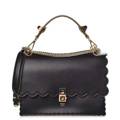 Fendi Vitello Liberty Scalloped Studded Kan I Shoulder Bag Black 1 of 10