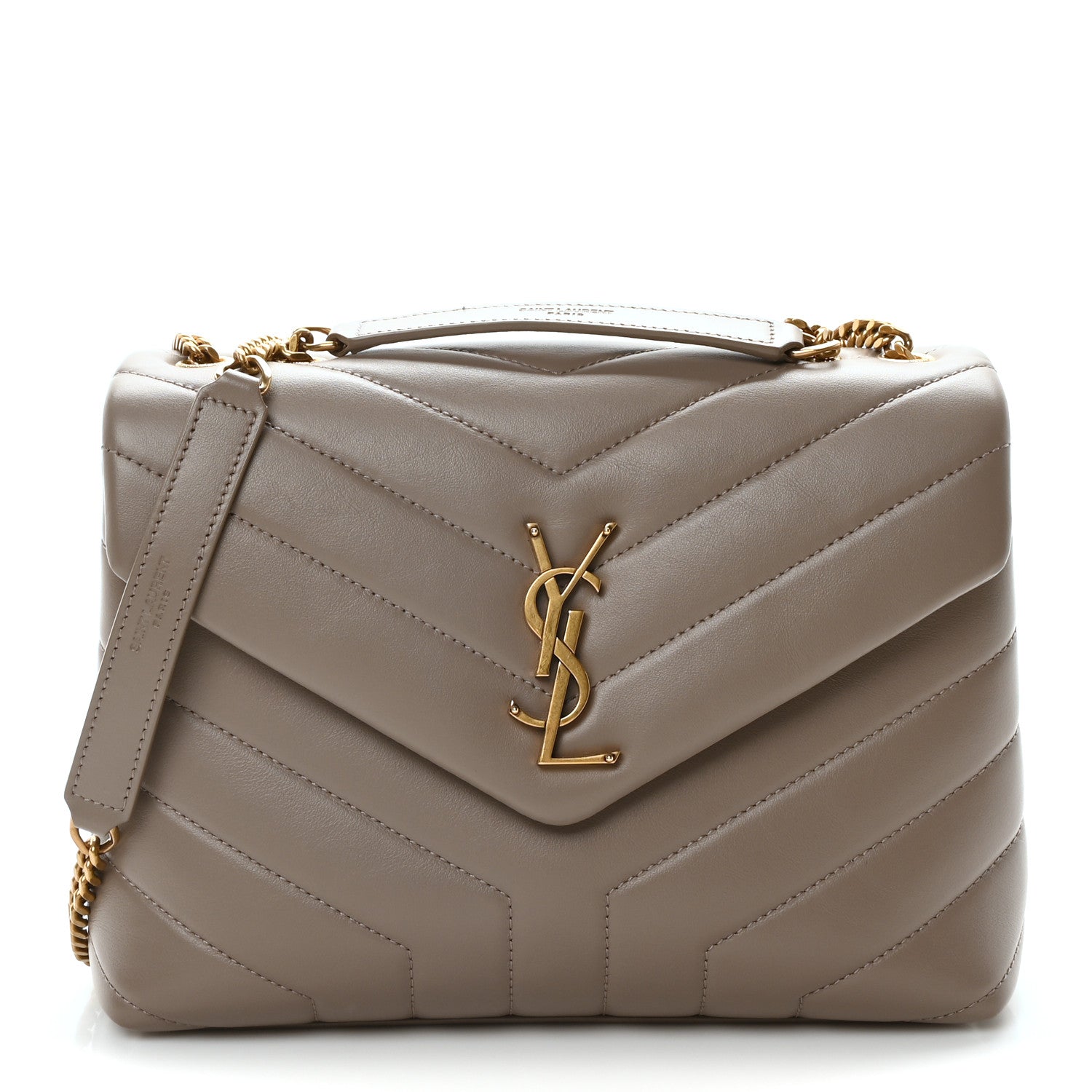 Saint Laurent Calfskin Y Quilted Monogram Small Loulou Crossbody Bag Greyish Brown 1 of 11