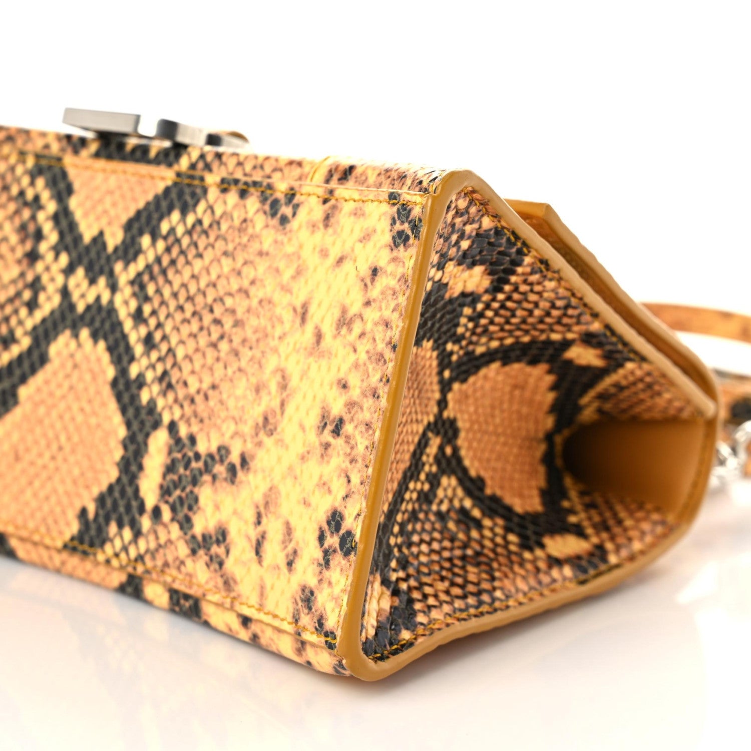 Balenciaga Shiny Calfskin Python Effect Small Hourglass Top Handle Bag Orange Black 9 of 9
