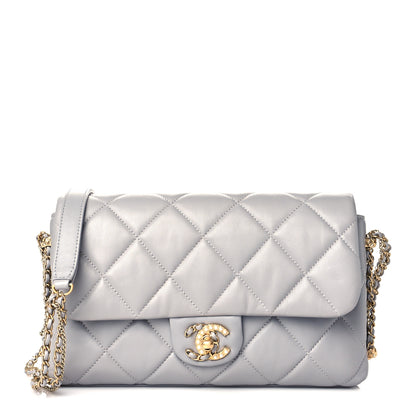 Chanel Lambskin Quilted Crush On Chains Flap Bag Grey 1 of 12