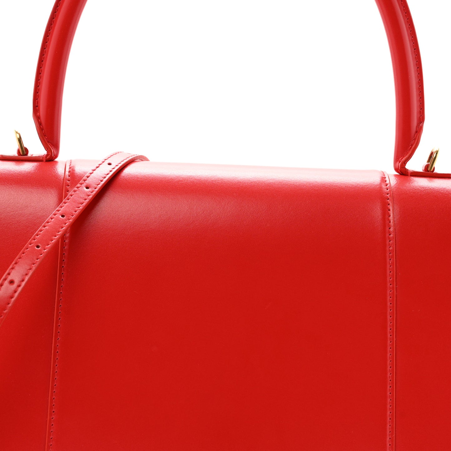 Shiny Box Calfskin Medium Hourglass Top Handle Bag Bright Red