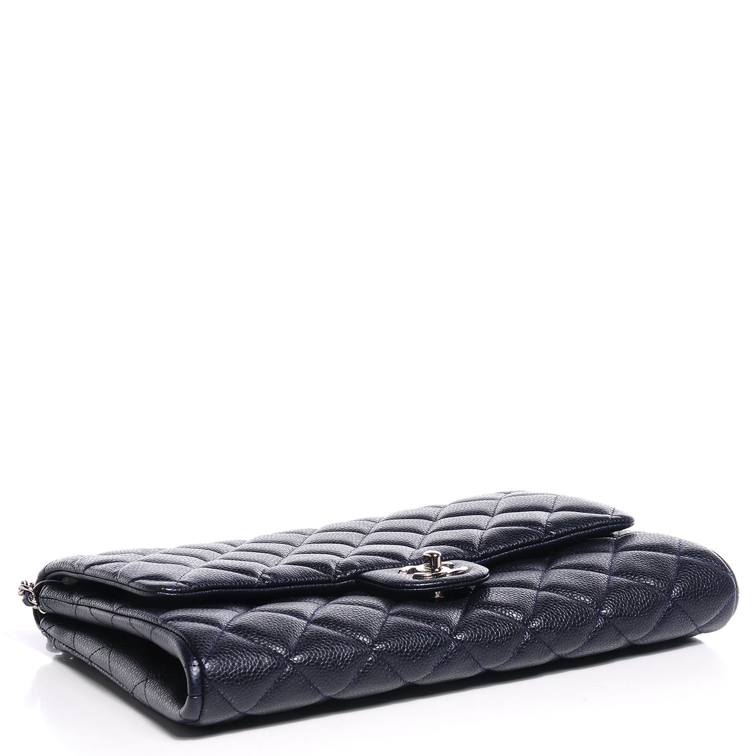 Chanel Caviar Quilted Clutch With Chain Flap Navy Blue 4 of 8