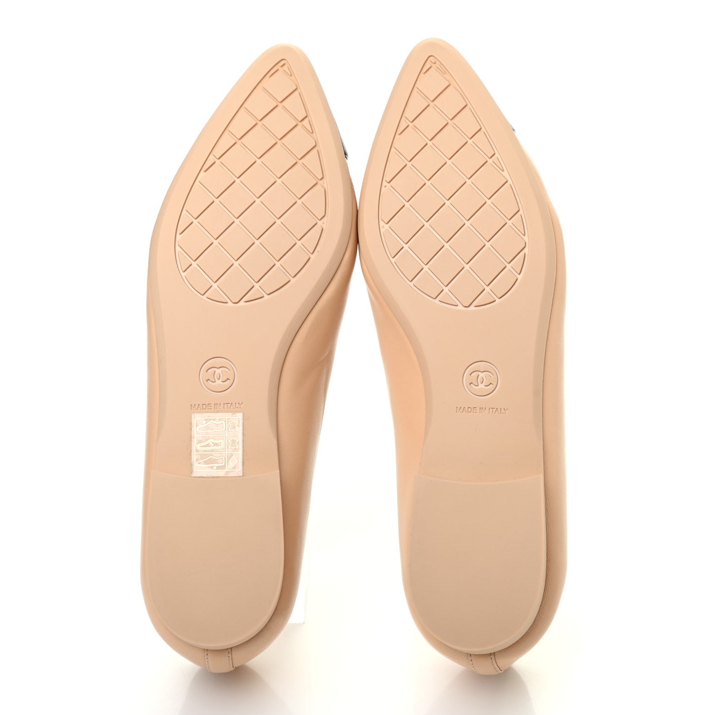 Lambskin Cap Toe CC Flats 37.5 Beige Black