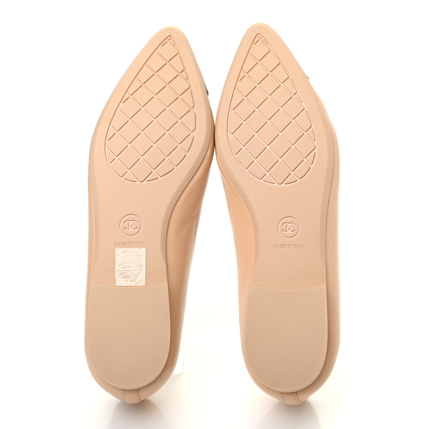 Chanel Lambskin Cap Toe CC Flats 37.5 Beige Black 4 of 6