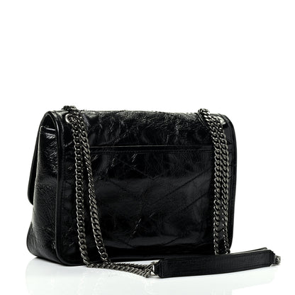 Saint Laurent Crinkled Calfskin Matelasse Monogram Baby Niki Chain Satchel Black 2 of 4