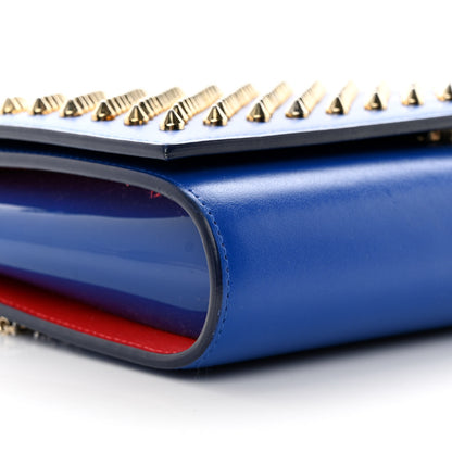 Christian Louboutin Calfskin Spikes Paloma Clutch Blue 6 of 17