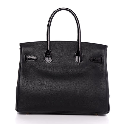 Hermes Taurillon Novillo Shiny Niloticus Crocodile Birkin Touch 30 Black 4 of 32
