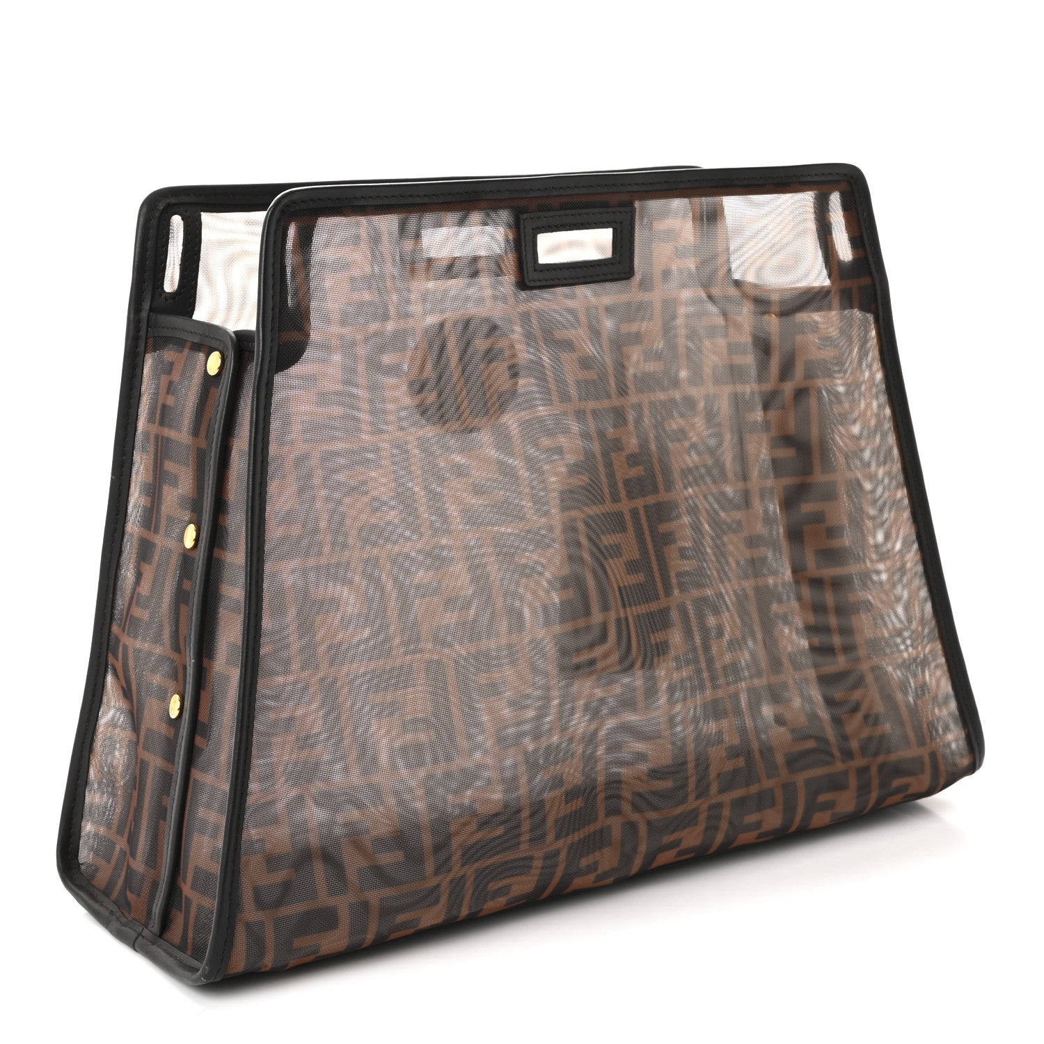 Fendi Mesh Vitello Century FF 1974 Medium Peekaboo Defender Cover Marrone Black Ebano 3 of 10