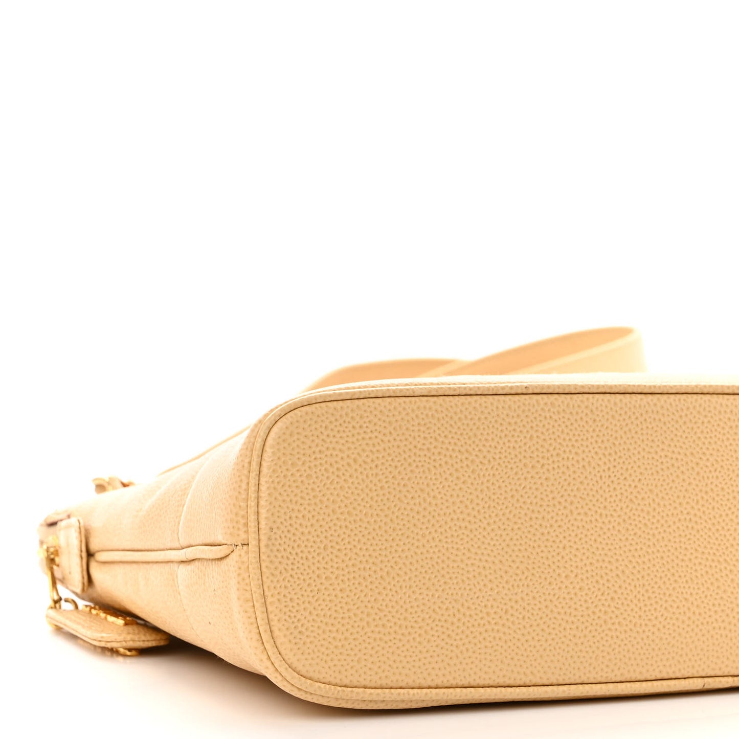 Caviar Logo Shoulder Bag Beige