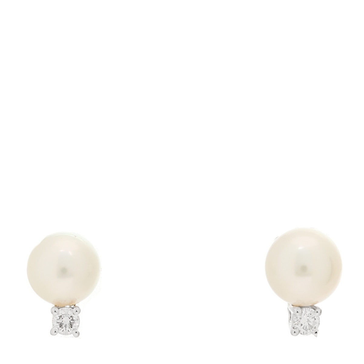 18K White Gold Diamond Akoya Cultured Pearl 6.5-7mm Signature Earrings