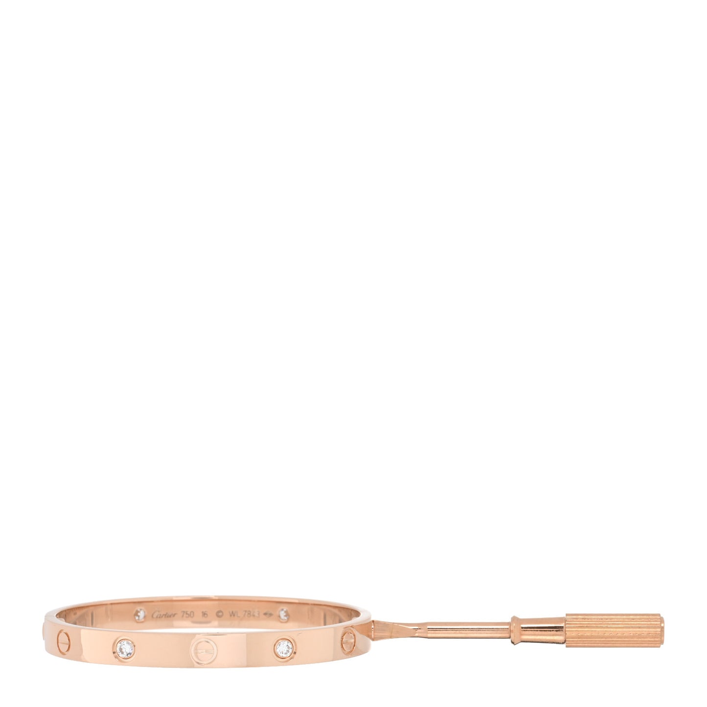 18K Pink Gold 4 Diamond LOVE Bracelet 16
