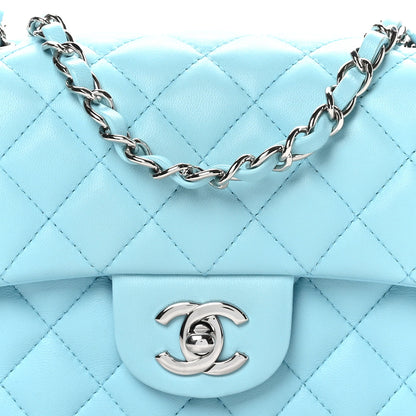 Chanel Lambskin Quilted Mini Rectangular Flap Neon Blue 6 of 11