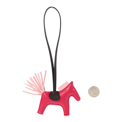 Hermes Milo Lambskin Grigri Rodeo Horse Bag Charm PM Rose Sakura Framboise Rouge Sellier 2 of 3