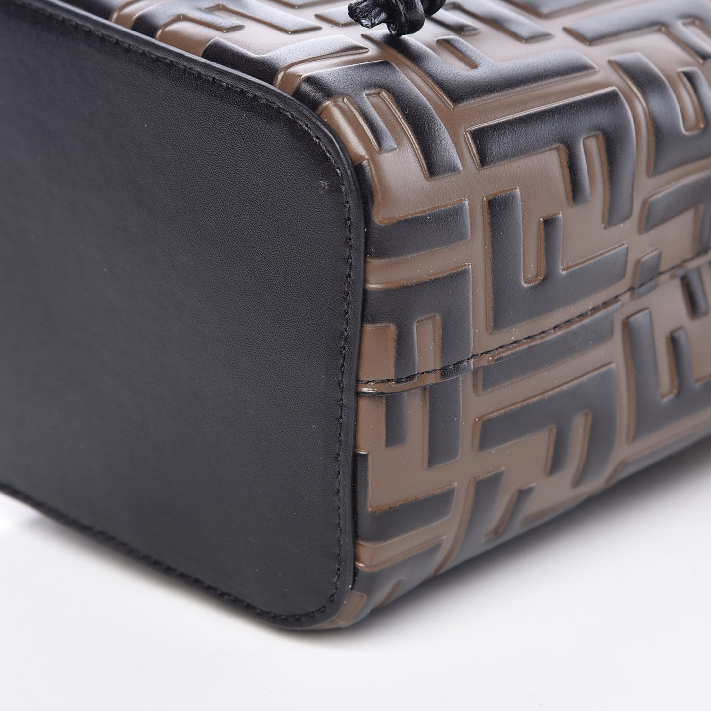 Vitello Liberty F is Fendi Bi-Color FF 1974 Embossed Mini Mon Tresor Bucket Bag Maya Black
