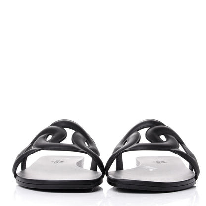 Hermes Rubber Aloha Sandals 39 Black 2 of 9