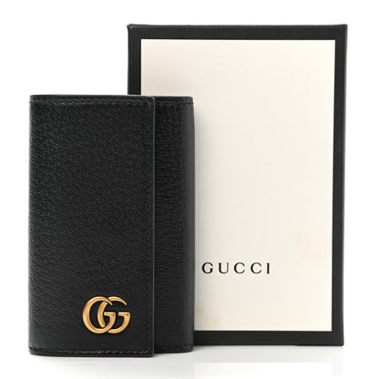 Gucci Calfskin Boar Effect GG Marmont 6 Key Holder Black 9 of 9