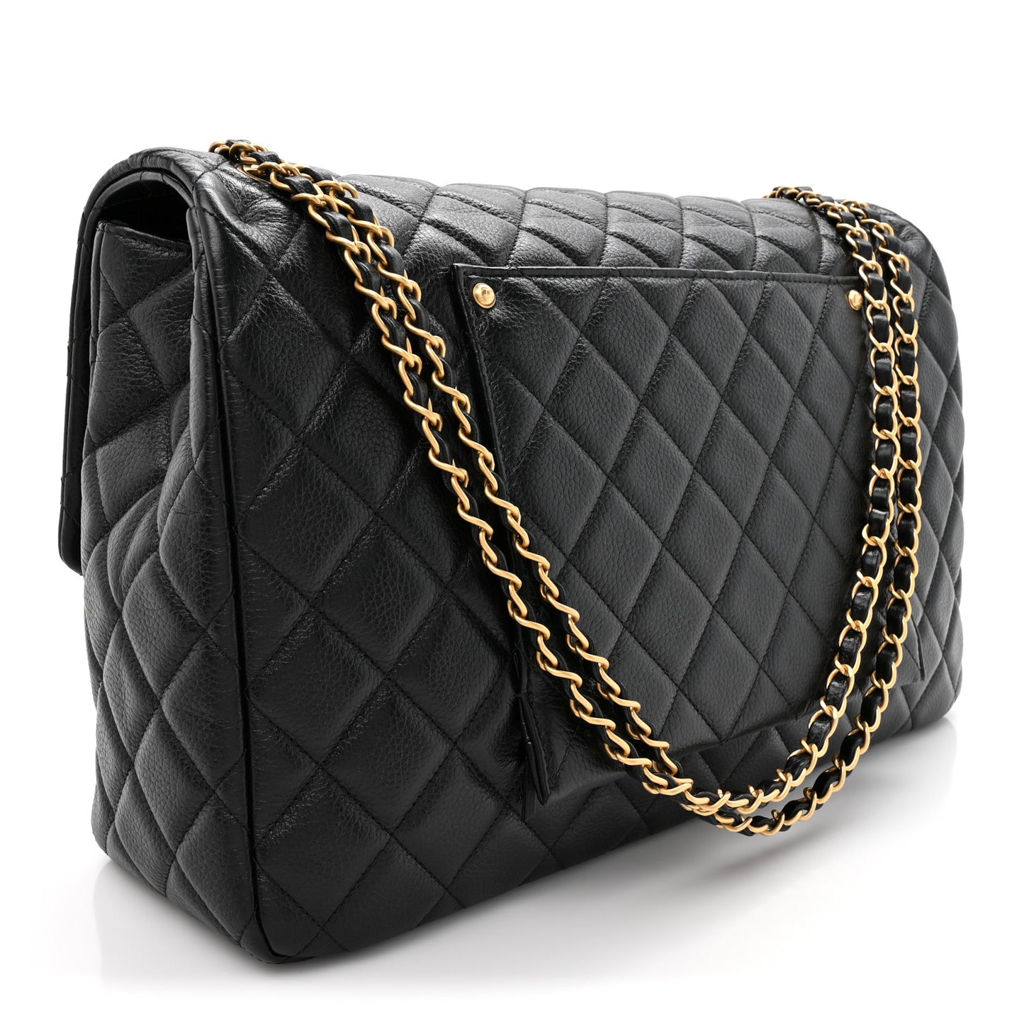 Caviar Quilted XXL Travel Flap Bag Black