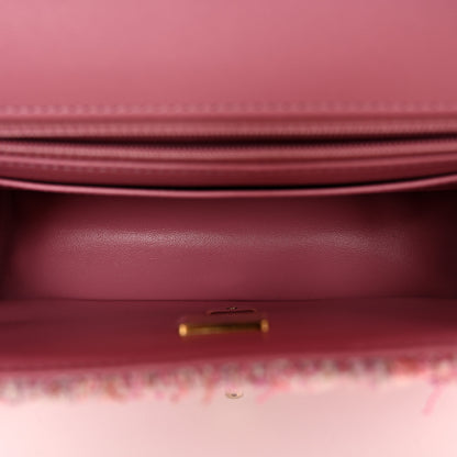 Chanel Tweed Quilted Mini Rectangular Flap Pink 5 of 11