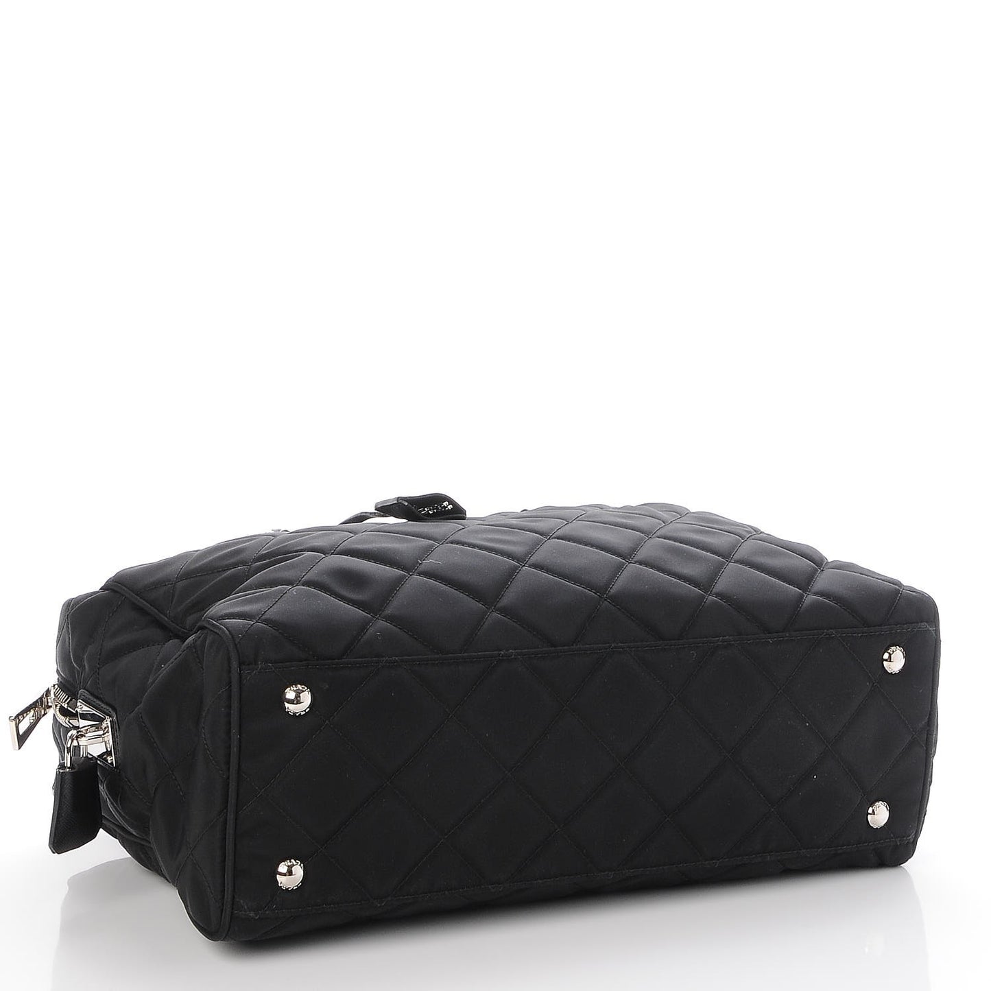 Nylon Tessuto Impuntu Quilted Medium Shoulder Bag Black