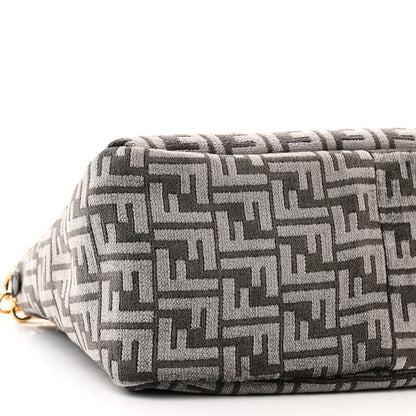 Fendi Chenille Vitello Seta Plexiglass FF Fendi O'Lock Zipper Anthracite Asfalto 10 of 11