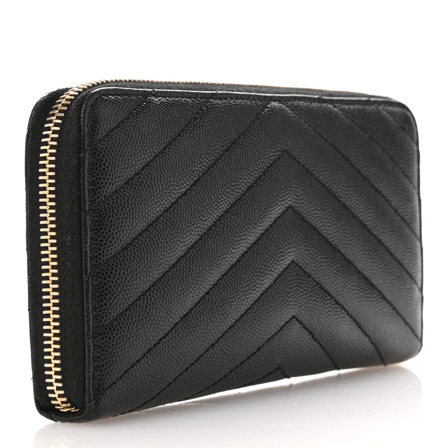 Grain De Poudre Matelasse Chevron Monogram Zip Around Wallet Black