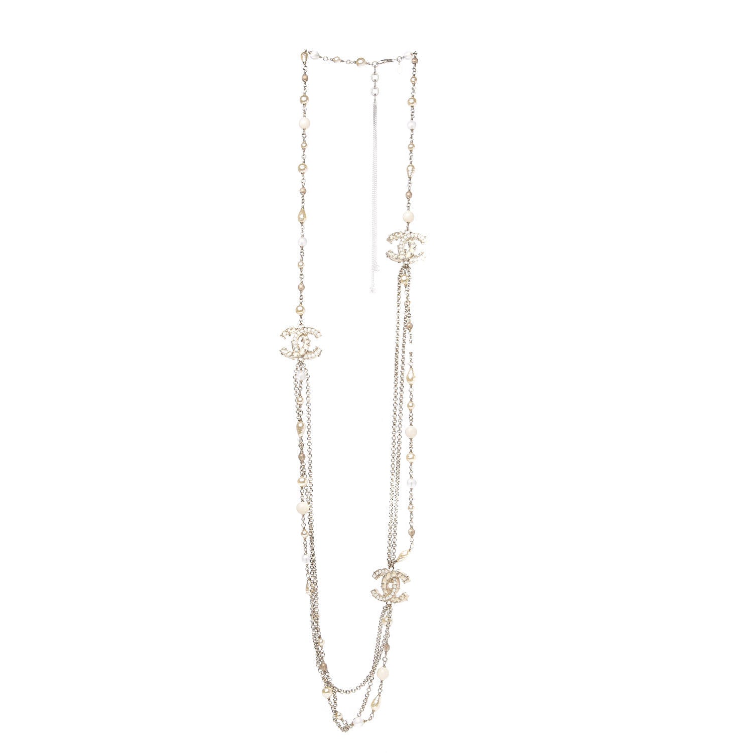 Chanel Enamel Graduated Pearl CC Long Necklace Gold 2 of 5