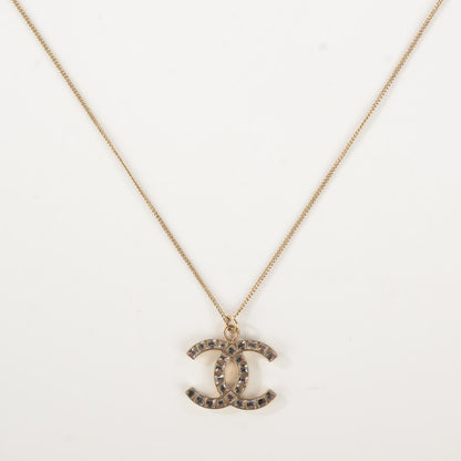 Chanel Crystal Baguette CC Necklace Light Gold 3 of 6