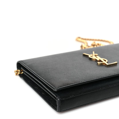 Saint Laurent Grain De Poudre Monogram Chain Wallet Black 7 of 8