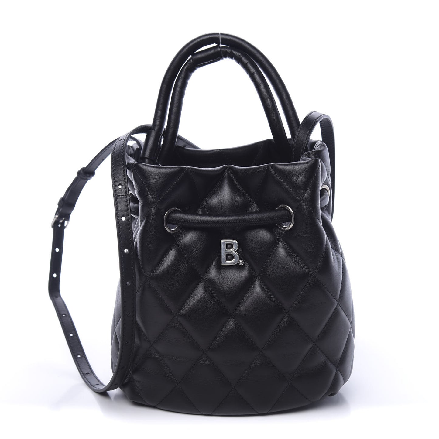 Nappa Calfskin Quilted Touch B Bucket Bag Black