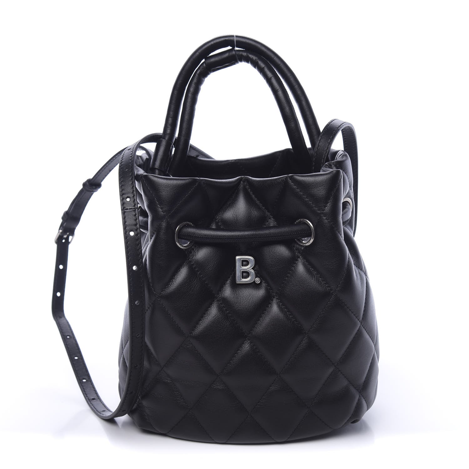 Balenciaga Nappa Calfskin Quilted Touch B Bucket Bag Black 1 of 9