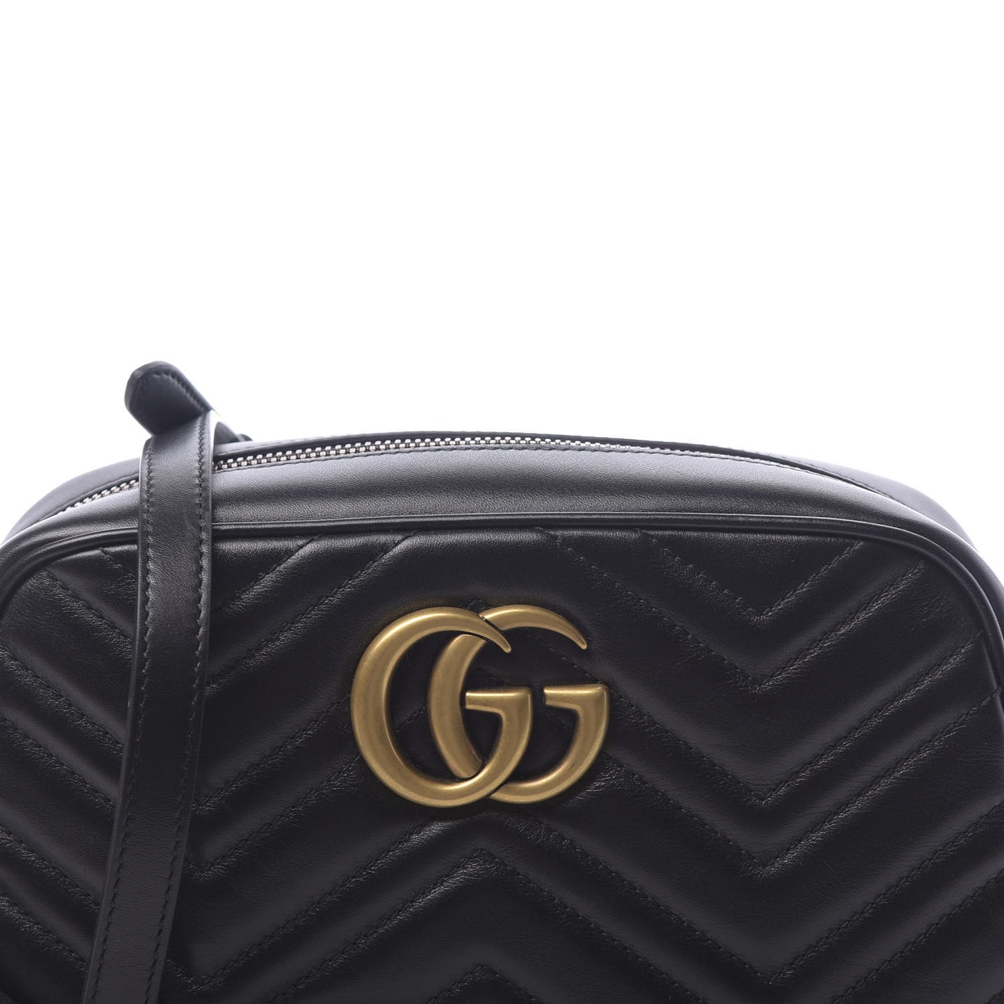 Calfskin Matelasse Small GG Marmont Chain Shoulder Bag Black