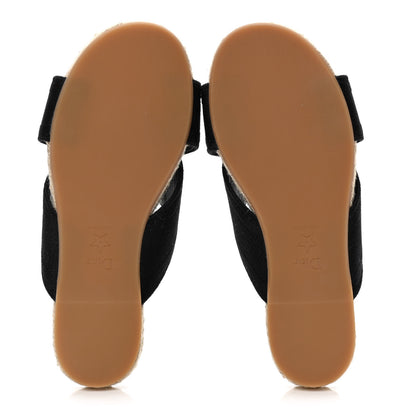 Christian Dior Canvas Embroidered Granville Espadrille Crisscross Flat Slide Sandals 36 Black 22 of 33