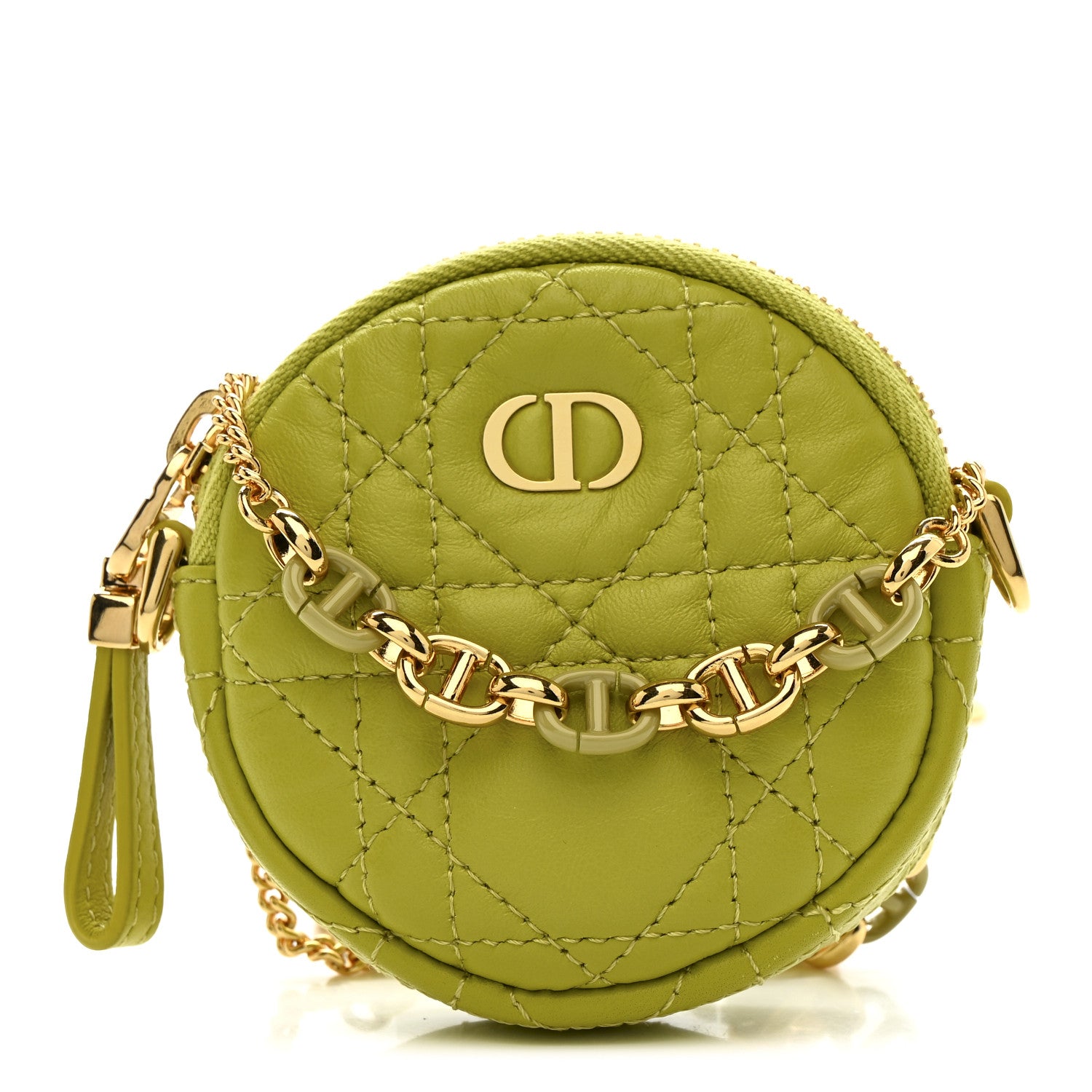 Christian Dior Lambskin Mini Cannage Round Caro Crossbody Pouch Lime 1 of 10