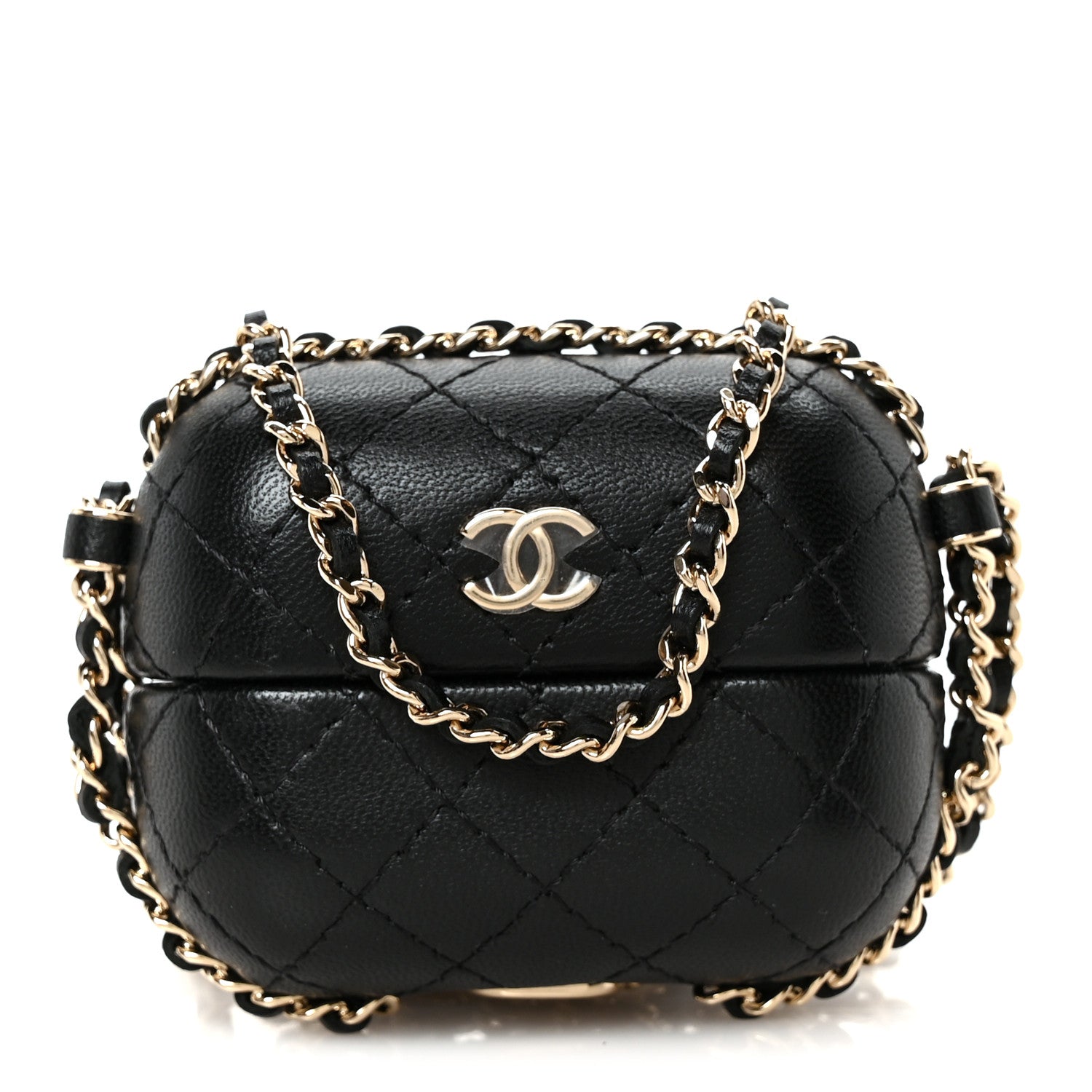 Chanel Lambskin Quilted Chain Around Airpods Pro Case With Chain Black Black 1 of 9
