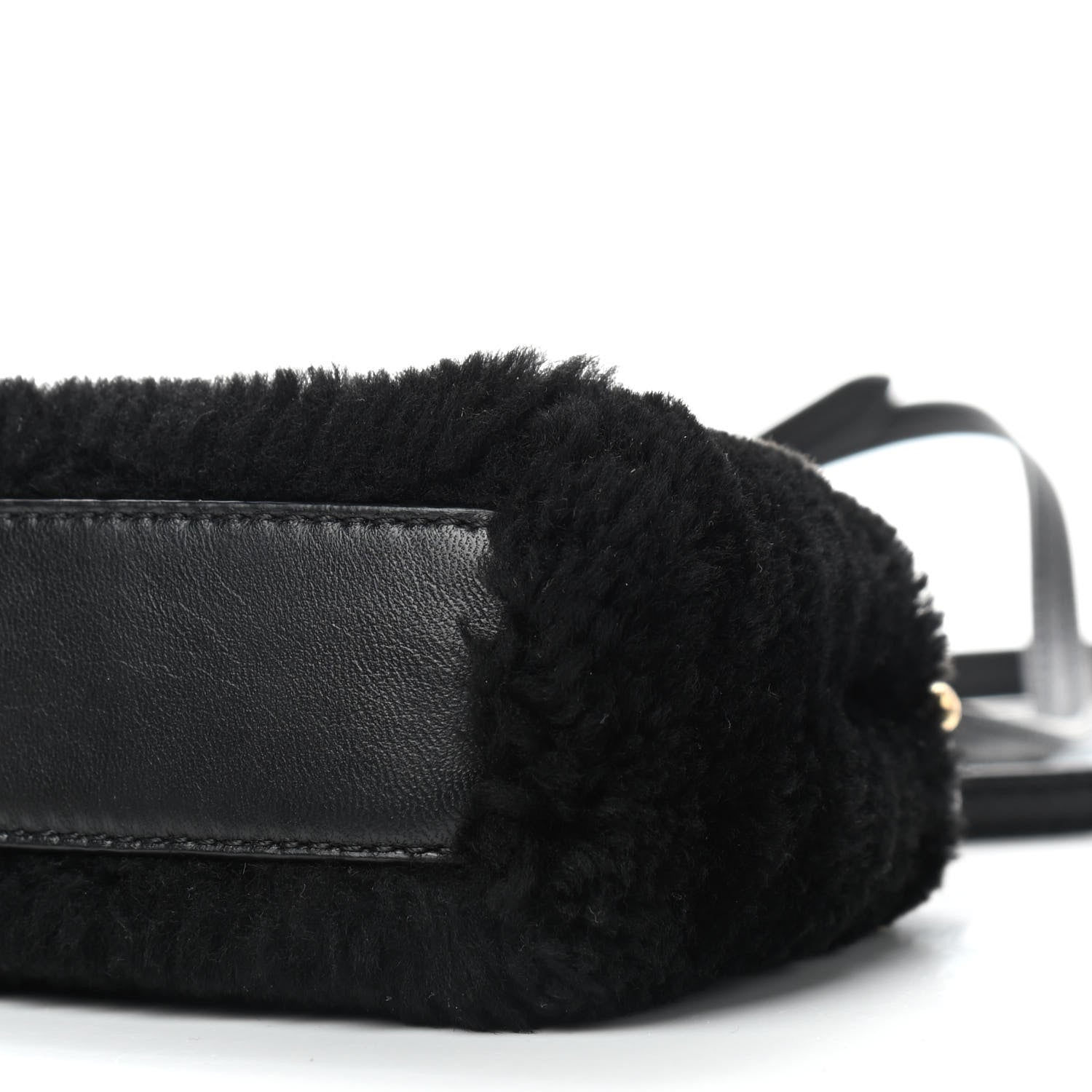 Fendi Shearling Shiny Nappa Micro Peekaboo Iconic Satchel Black 8 of 8